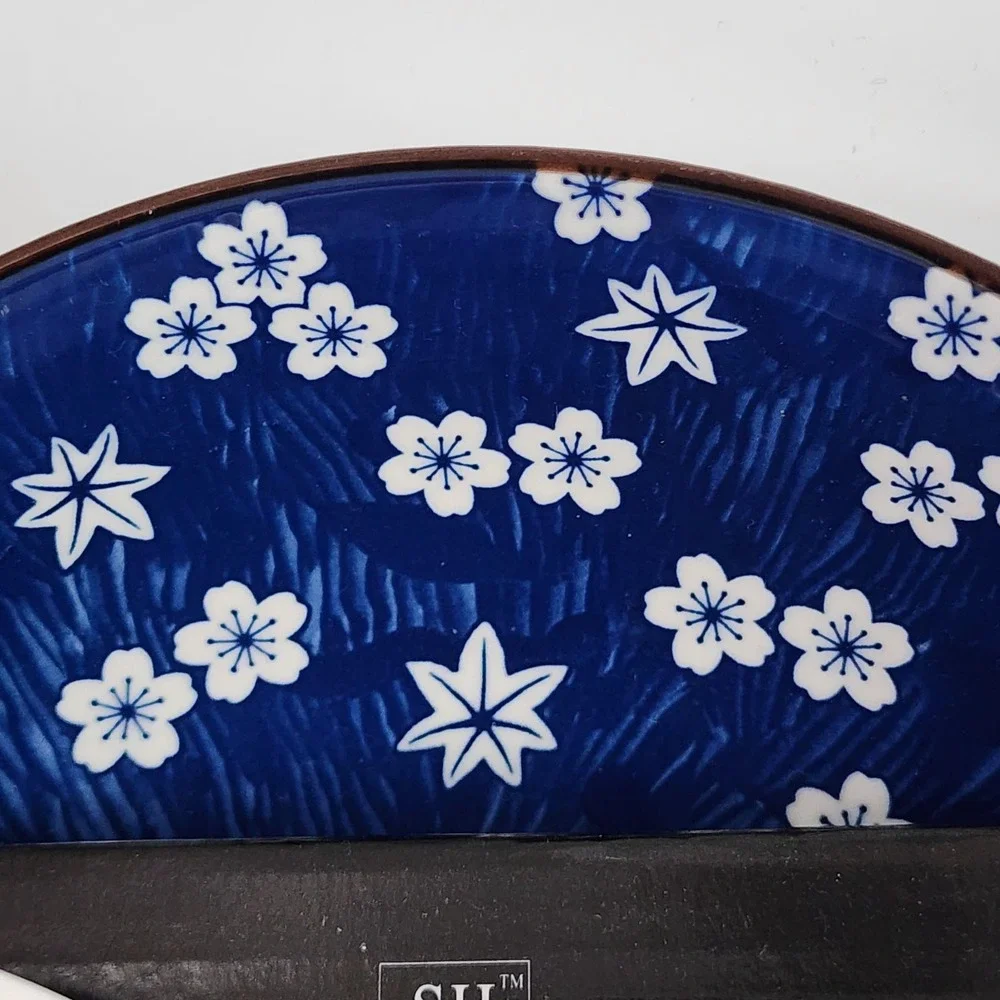 SH Home Blue Floral‎ Ceramic Ramen Noodle Bowl 43oz With Chopsticks And Spoons